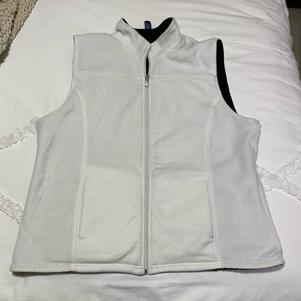 Karen Scott Sport Black Quilted and White Fleece Reversible Vest XL - Picture 12 of 13